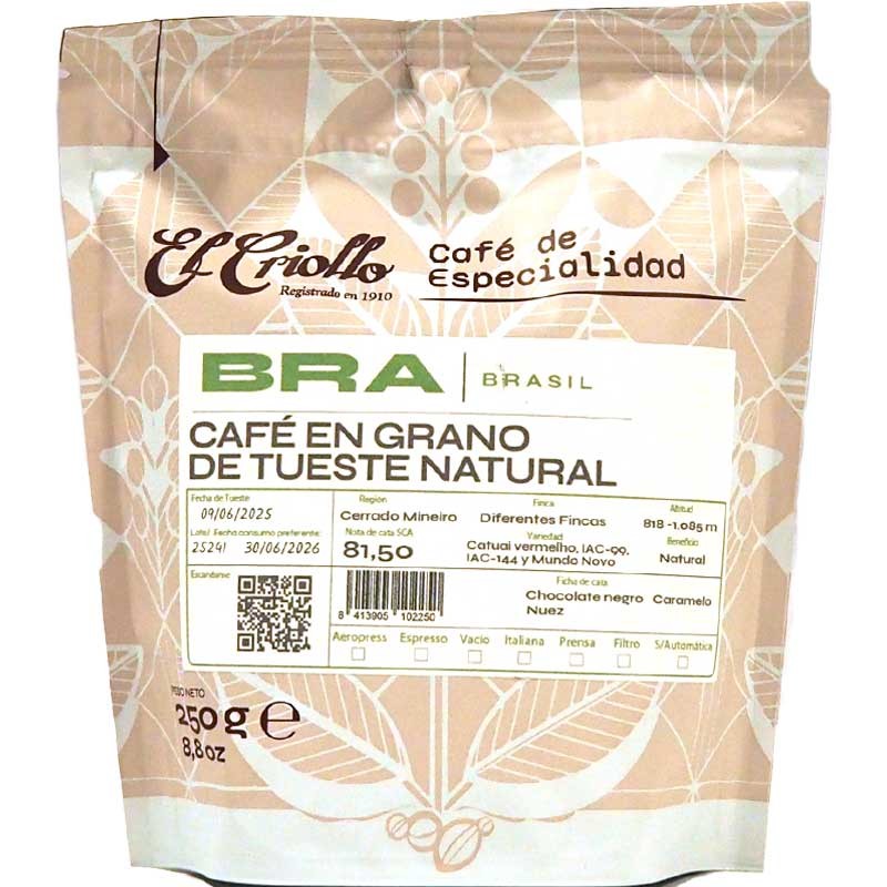 Café El Criollo en grano 100% arábica
